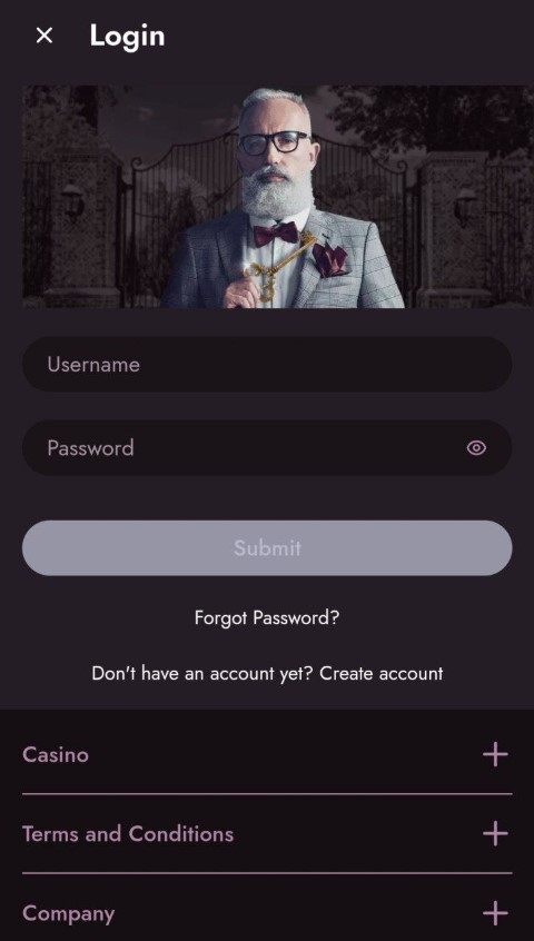 Log in to Mr Fortune Casino app with username and password