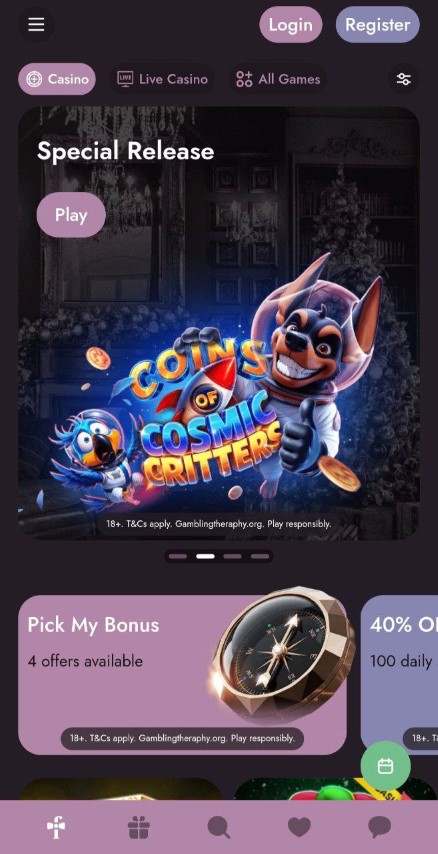 Play special release slots and pick your bonus in Mr Fortune app