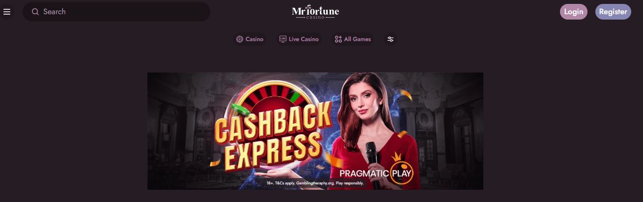 Join Cashback Express promotion by Pragmatic Play at Mr Fortune
