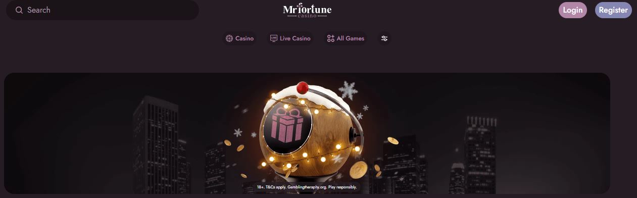 Visit Mr Fortune Casino homepage with promotions