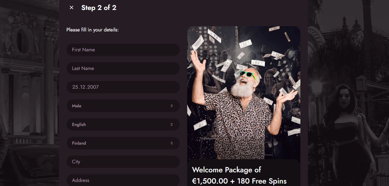 Complete registration with personal details at Mr Fortune Casino
